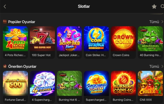 1King Slot lobisinde Popüler Oyunlar ve Önerilen Oyunlar satırları