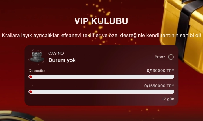 1King VIP Kulübü karşılama ekranından görüntü